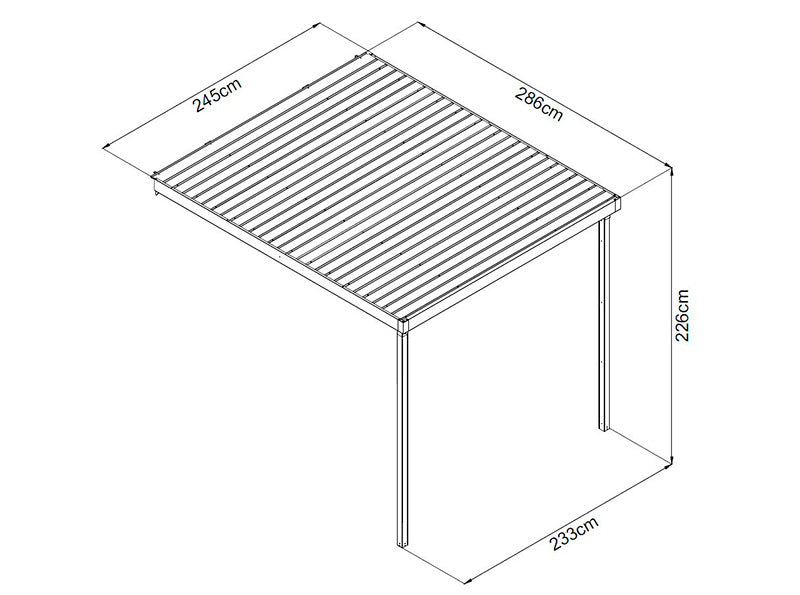Szopa ogrodowa ze świetlikiem + rozszerzenie, 4,9x2,45x2,26m,&nbsp;12,0m²,&nbsp;Antracyt