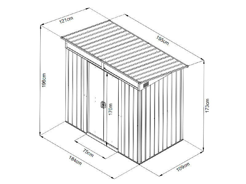 Szopa ogrodowa ze świetlikiem 1,95x1,21x1,96m, 2,35m&sup2;, ProShed&reg;, Antracyt/Biały