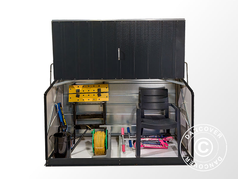 Skrzynia ogrodowa, Storeguard, Trimetals, 1,96x0,89x1,13m,&nbsp;1,74m²,&nbsp;Antracyt