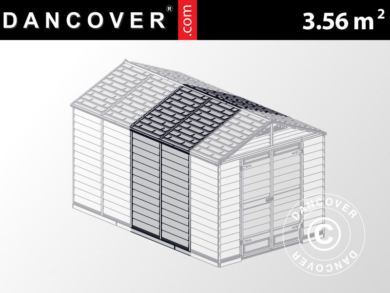 Dobud&oacute;wka do szopy ogrodowej z poliwęglanu SkyLight, Palram/Canopia, 2,37x1,5x2,34m, Szary DOSTĘPNA TYLKO 2 SZTUKA&nbsp;
