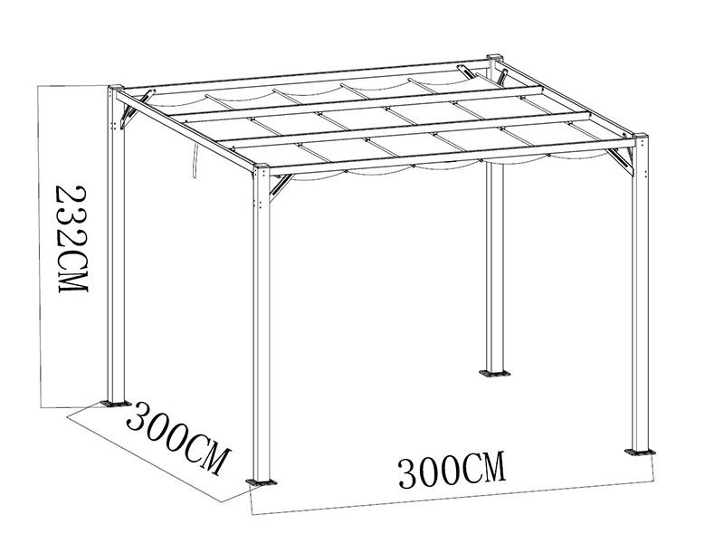 Pawilon Pergola Santa Cruz, 3x3m, Ciemny szary