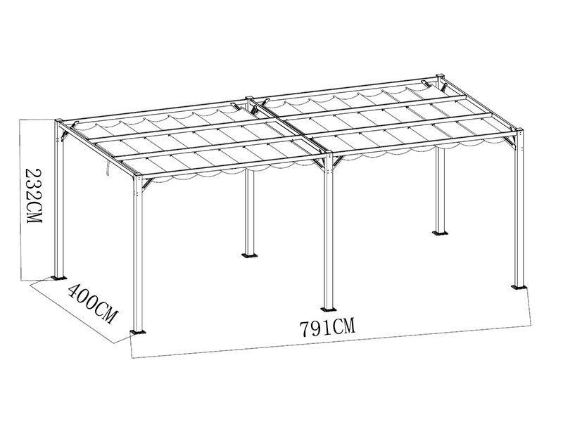 Pawilon Pergola Santa Cruz, 4x8m, Ciemny szary