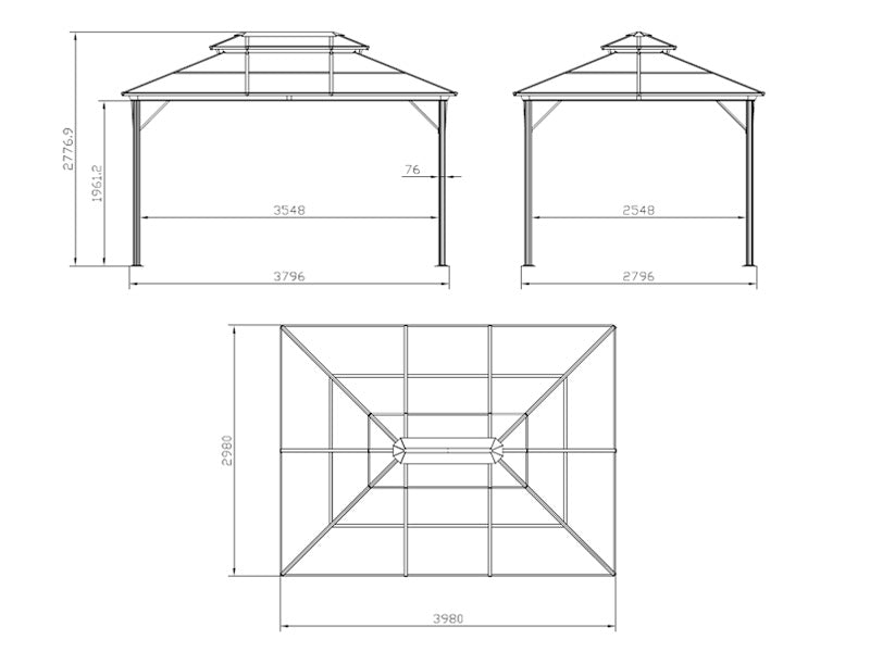 Pawilon Santa Ana Alu+ z zasłonami i moskitierą, 3x4m, Brąz