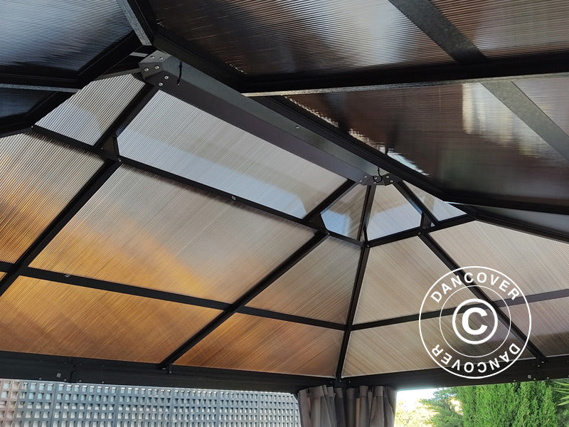 Pawilon Santa Ana Alu+ z zasłonami i moskitierą, 3x4m, Brąz