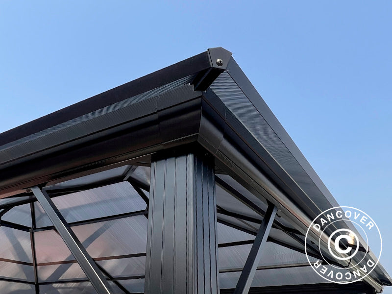 Pawilon Santa Ana z zasłonami i moskitierą, 3,65x4,85m, Czarny