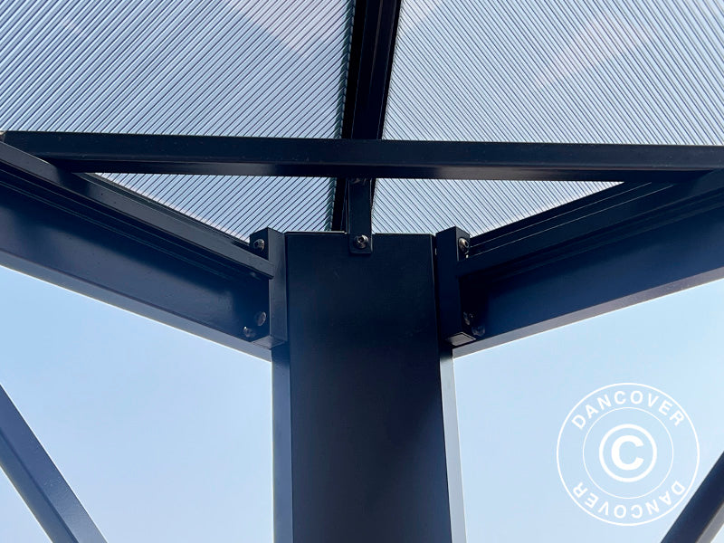 Pawilon Santa Ana z zasłonami i moskitierą, 3,65x4,85m, Czarny