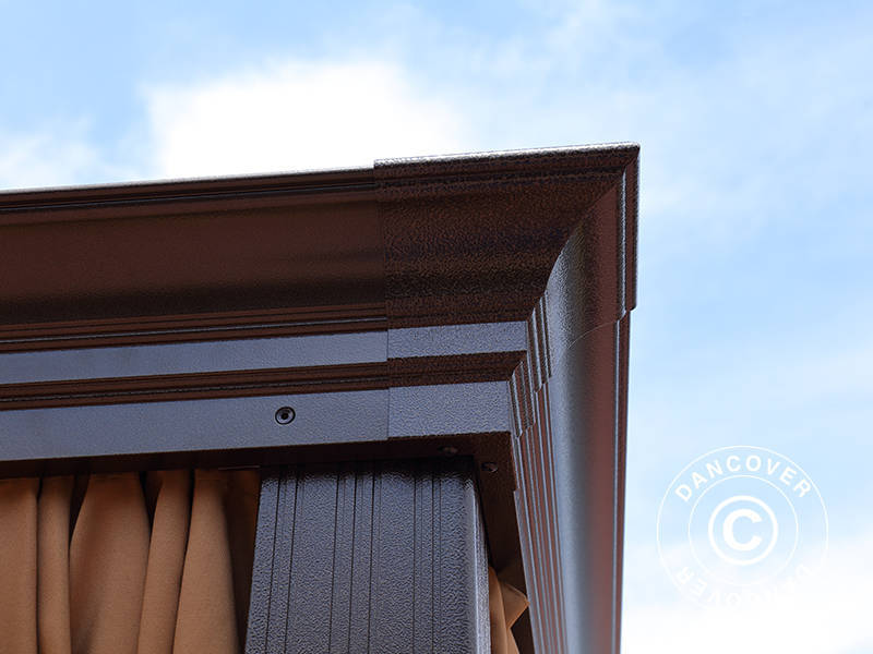 Pawilon Santa Fe z zasłonami i moskitierą, 3x3,65m, Brąz