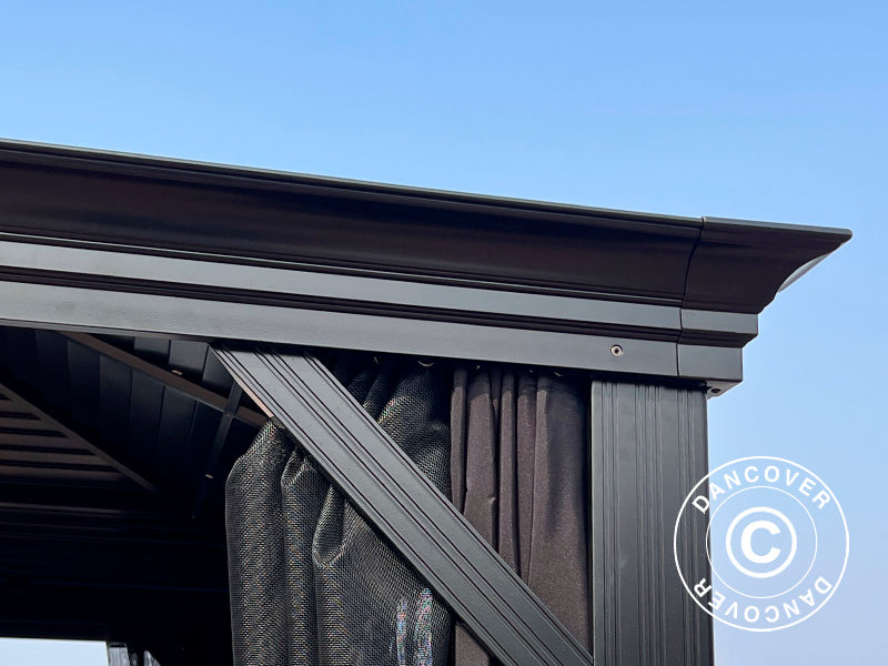 Pawilon San Bruno z zasłonami i moskitierą, 3x3m, Czarny