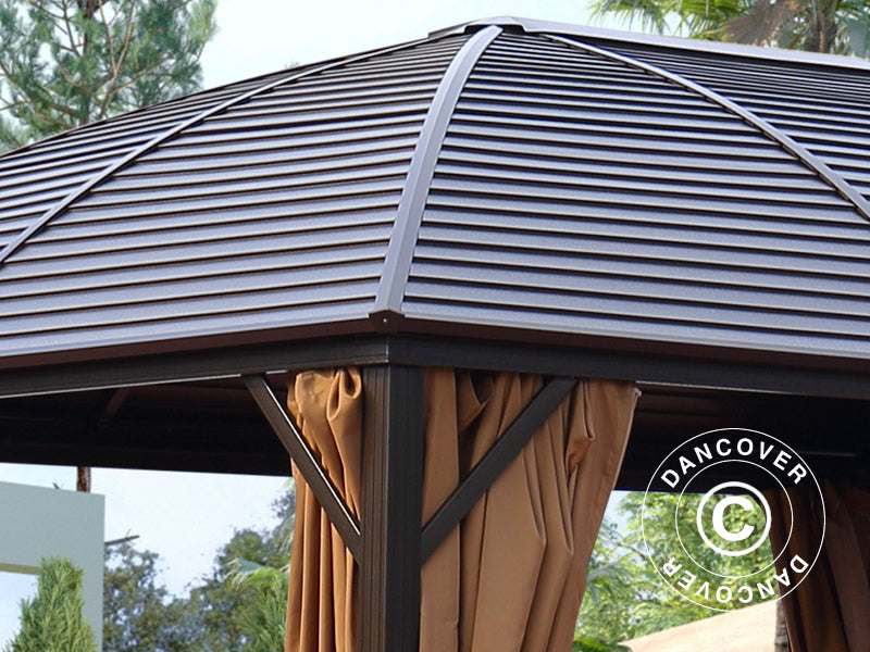 Pawilon San Jose z zasłonami i moskitierą, 3x4m, Brąz