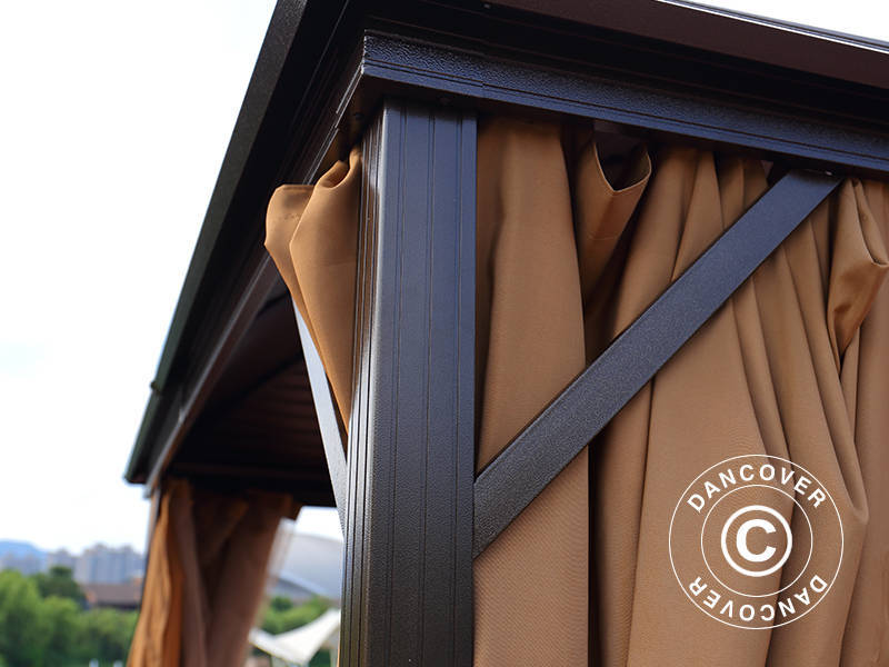 Pawilon San Jose z zasłonami i moskitierą, 3x4m, Brąz