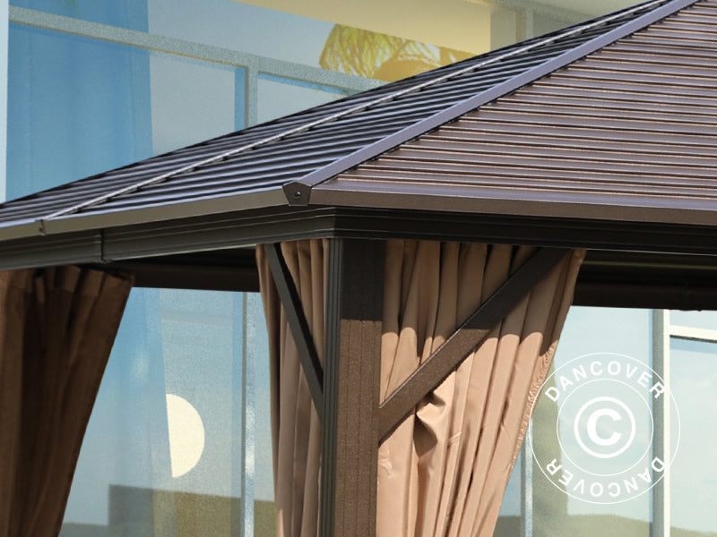 Pawilon San Luis z zasłonami i moskitierą, 3x4m, Brąz