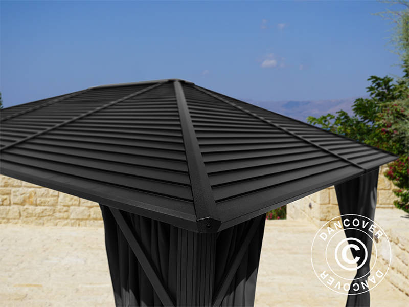 Pawilon San Luis z zasłonami i moskitierą, 3x4m, Czarny DOSTĘPNA TYLKO 4 SZTUKA