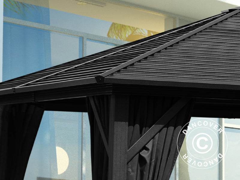 Pawilon San Luis z zasłonami i moskitierą, 3x4m, Czarny DOSTĘPNA TYLKO 4 SZTUKA