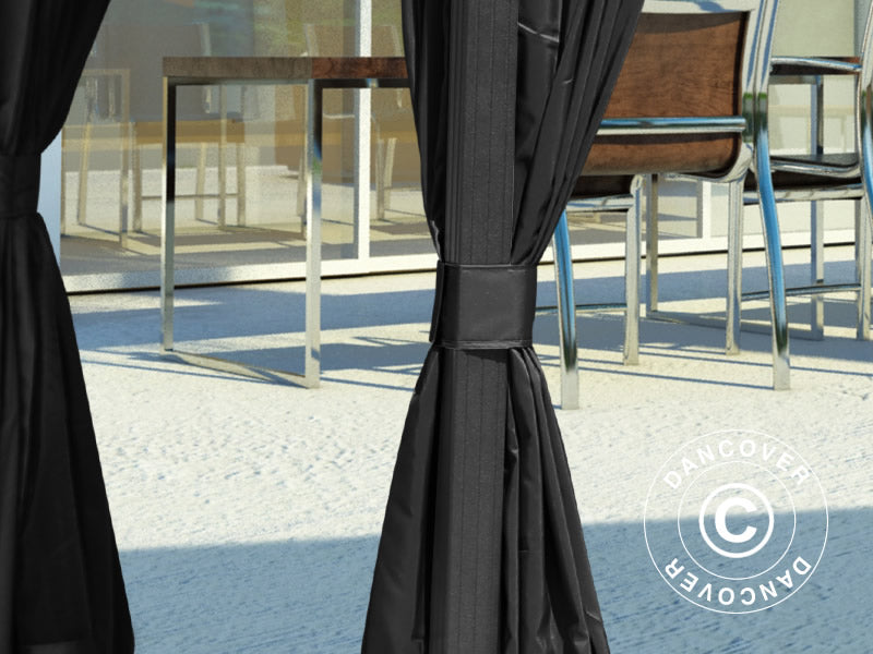 Pawilon San Luis z zasłonami i moskitierą, 3x4m, Czarny DOSTĘPNA TYLKO 4 SZTUKA