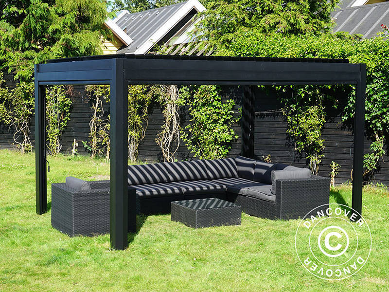 Bioklimatyczna pawilon Pergola San Pablo Alu+, 3x4m, czarny
