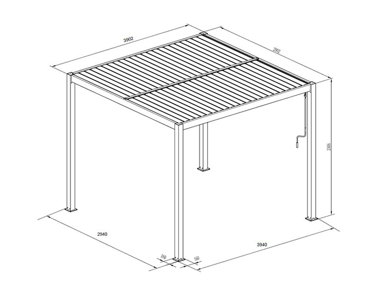 Bioklimatyczna pawilon Pergola San Pablo Alu+, 3x4m, Czarny/Biały