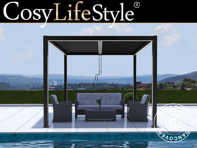 Bioklimatyczna pawilon Pergola San Pablo Alu+, 3x3m, czarny