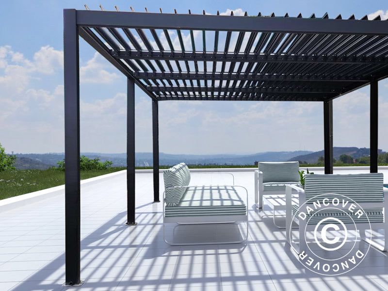 Bioklimatyczna pawilon Pergola San Pablo Alu+, 4x5,8m, Czarny