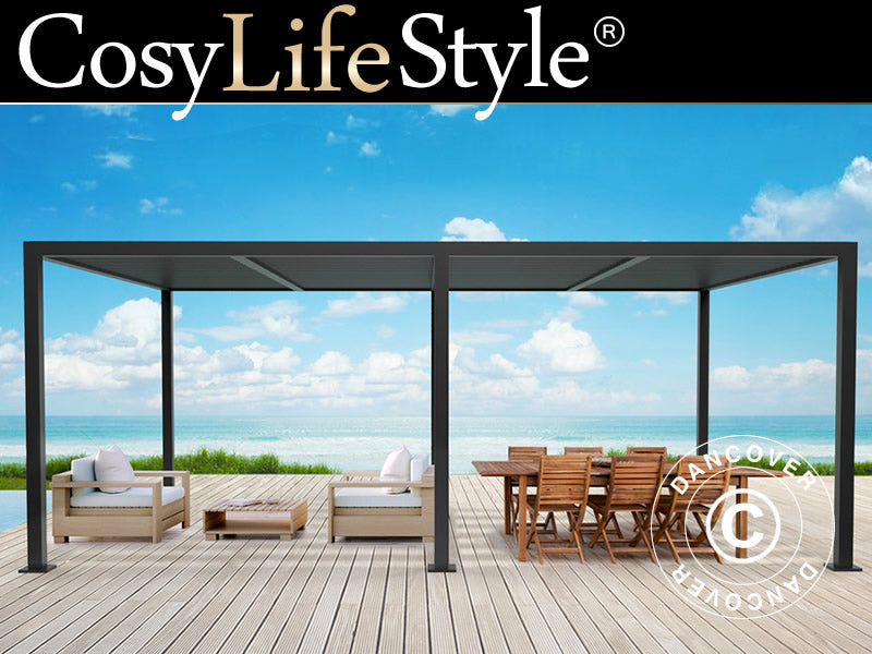 Bioklimatyczna pawilon Pergola San Pablo Alu+, 4x5,8m, Czarny
