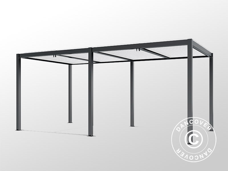 Bioklimatyczna pawilon Pergola San Pablo Alu+, 4x5,8m, Czarny/Biały