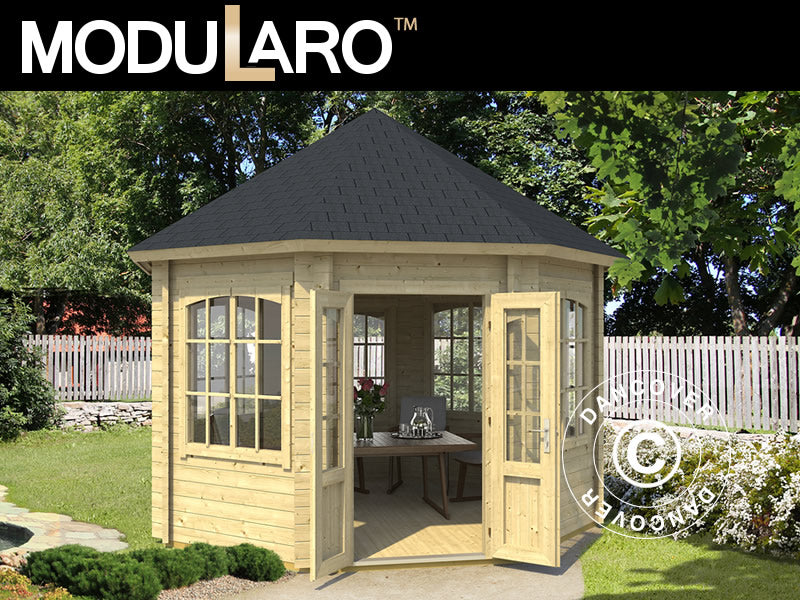 Drewniany pawilon Lorraine, ośmiokątny 3,47x3,47x3,45m, 44mm, Naturalny