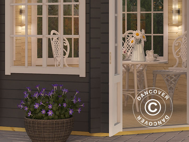 Drewniany pawilon Lorraine, ośmiokątny 3,47x3,47x3,45m, 44mm, Ciemny szary