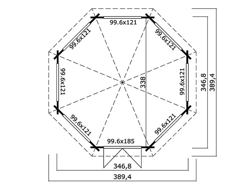 Drewniany pawilon Lorraine, ośmiokątny 3,47x3,47x3,45m, 44mm, Ciemny szary