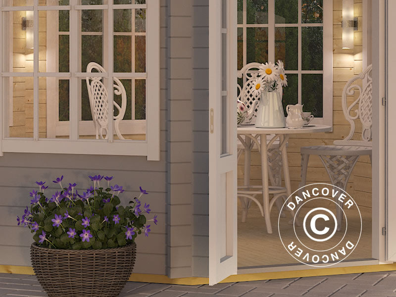 Drewniany pawilon Lorraine, ośmiokątny 3,47x3,47x3,45m, 44mm, Jasny szary