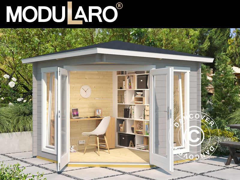 Drewniany pawilon Brittany, 2,4x2,4x2,41m, 40mm, Jasny szary