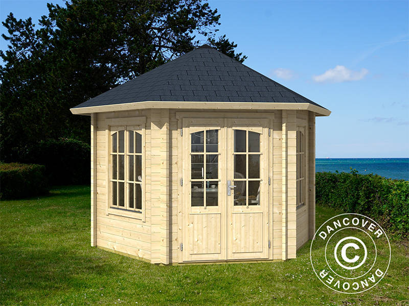 Drewniany pawilon Provence, sześciokątny 3,5x3,03x3,18m, 44mm, Naturalny