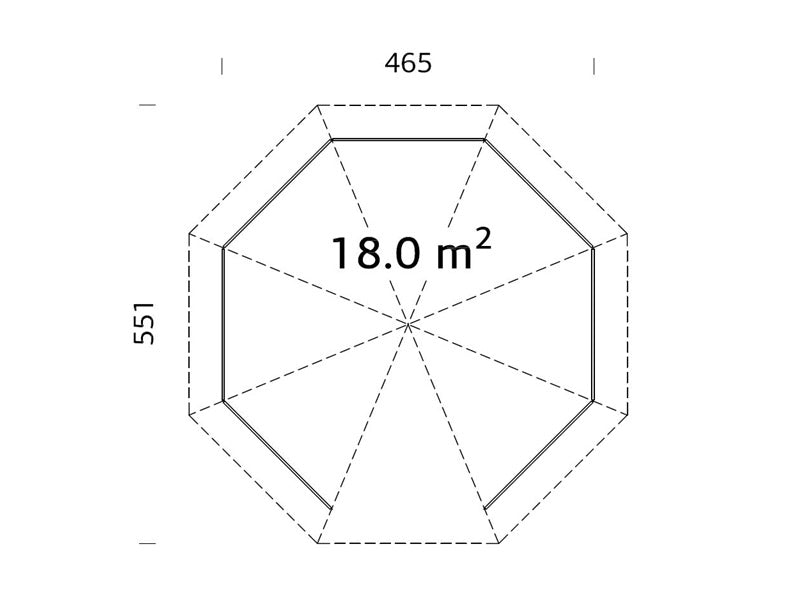 Pawilon drewniany, 4,65x4,65x3,46m, 18m², Naturalne drewno