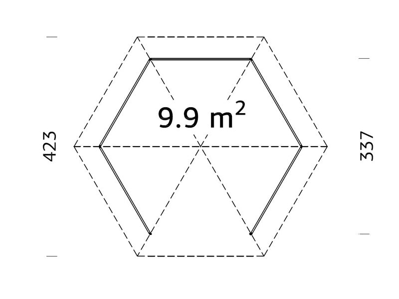 Pawilon drewniany z podłogą drewnianą, 3,37x3,37x3,13m, 9,9m², naturalne drewno