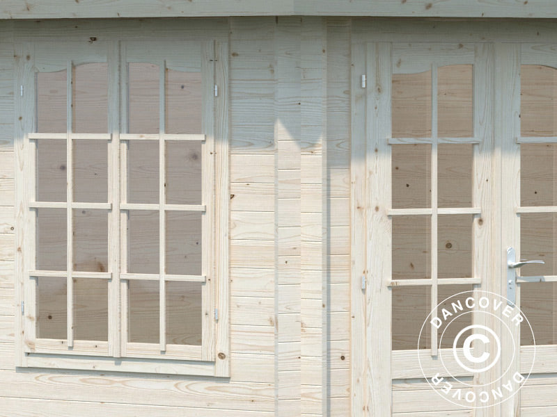 Pawilon drewniany z podłogą, 3,03x3,03x3,36m, 7,6m², naturalne drewno