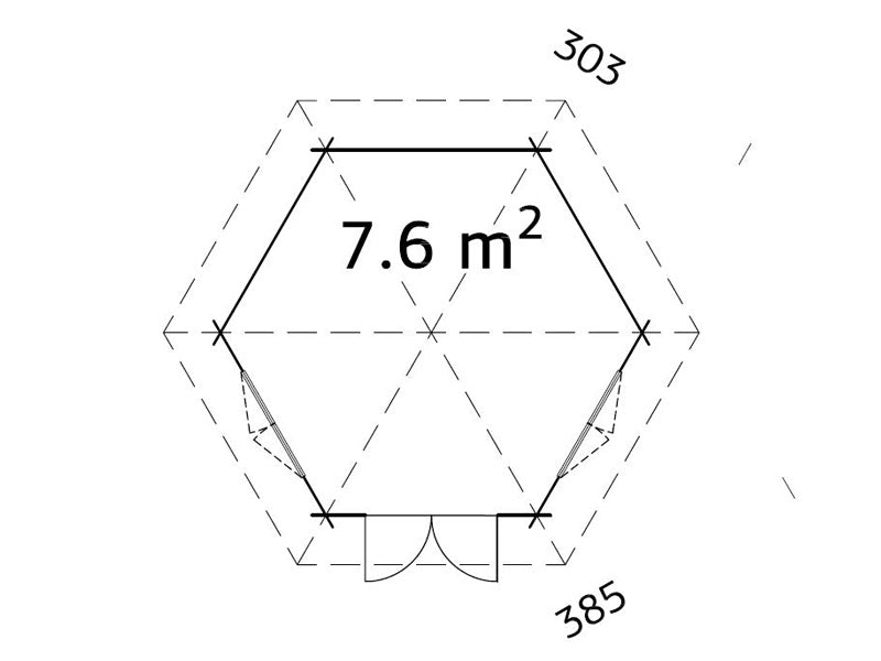 Pawilon drewniany z podłogą, 3,03x3,03x3,36m, 7,6m², naturalne drewno