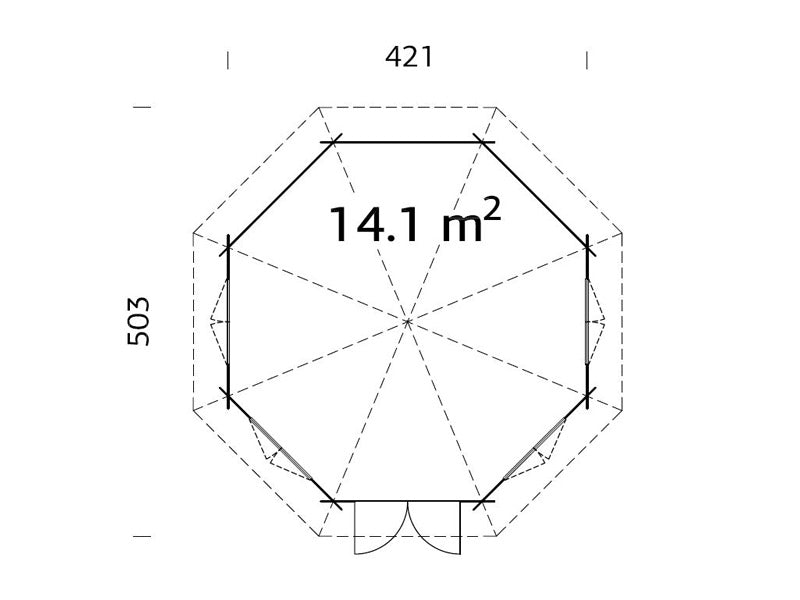 Pawilon drewniany z podłogą, 4,21x4,21x3,71m, 14,1m², Naturalne drewno