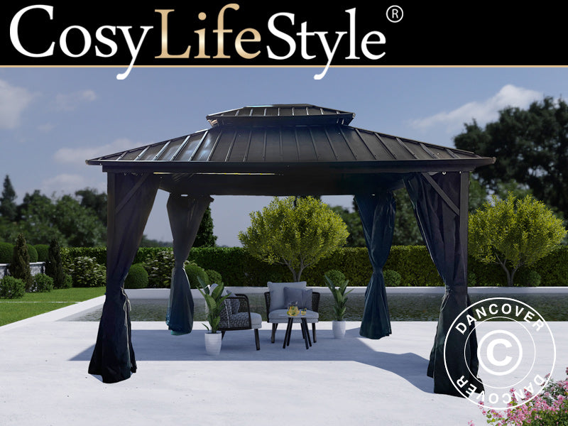 Pawilon San Francisco z zasłonami i moskitierą, 3x3,65m, Czarny DOSTĘPNA
TYLKO 1 SZTUKA