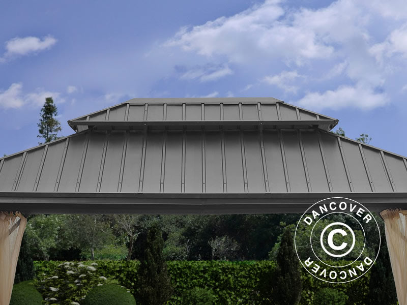 Pawilon San Francisco z zasłonami i moskitierą, 3,65x4,85m, Czarny/Ecru