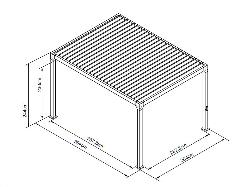 Bioklimatyczna pergola Monterey, 3x4m, z zasłonami i moskitierą, Czarna