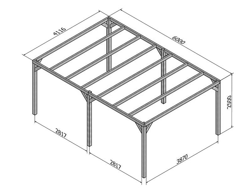 Drewniana pergola Fuengirola, 4x6x2,5m, Brązowa