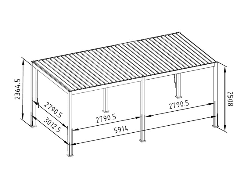 Bioklimatyczna pawilon Pergola San Marino 3x6m, Antracyt