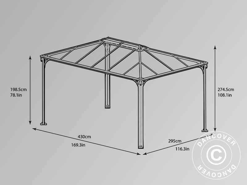 Pawilon ogrodowy Martinique, Palram/Canopia, 2,96x4,3m, Antracyt