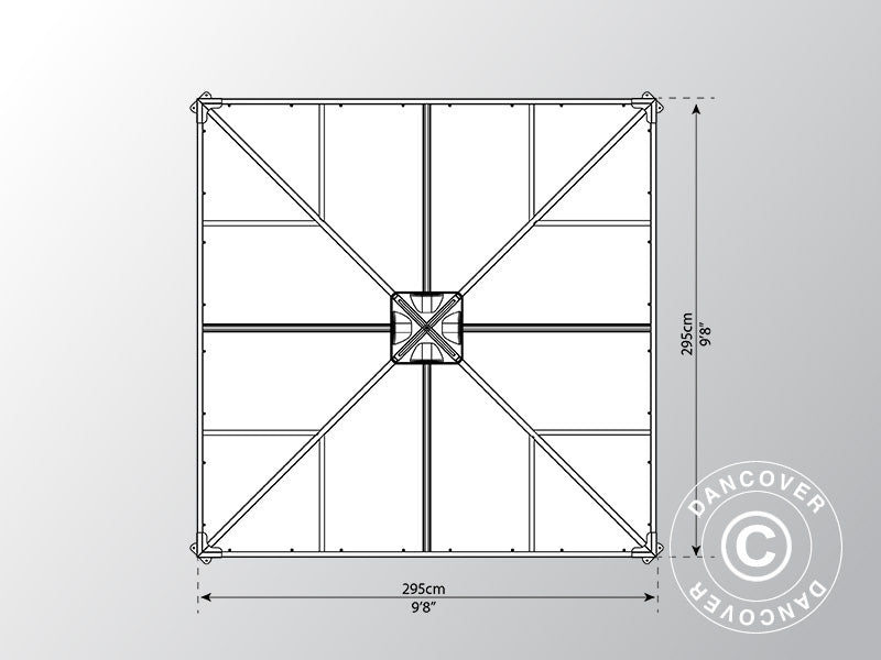 Oranżeria, pawilon LEDRO, 8,7m², Palram/Canopia, 2,95x2,95x2,76m, Szary