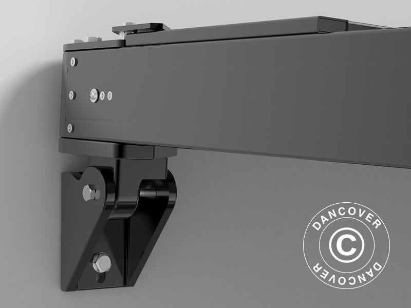 Zadaszenie tarasu, pergola montowana do ściany Santa Ynez, 4x3m, Czarne/Ciemnoszare