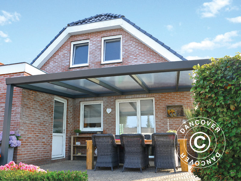 Zadaszenie tarasu Expert z dachem z poliwęglanu, 4x6m, Antracyt