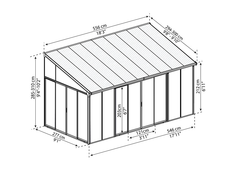 Ogród zimowy SanRemo, Palram/Canopia, 3x5,46m Antracyt