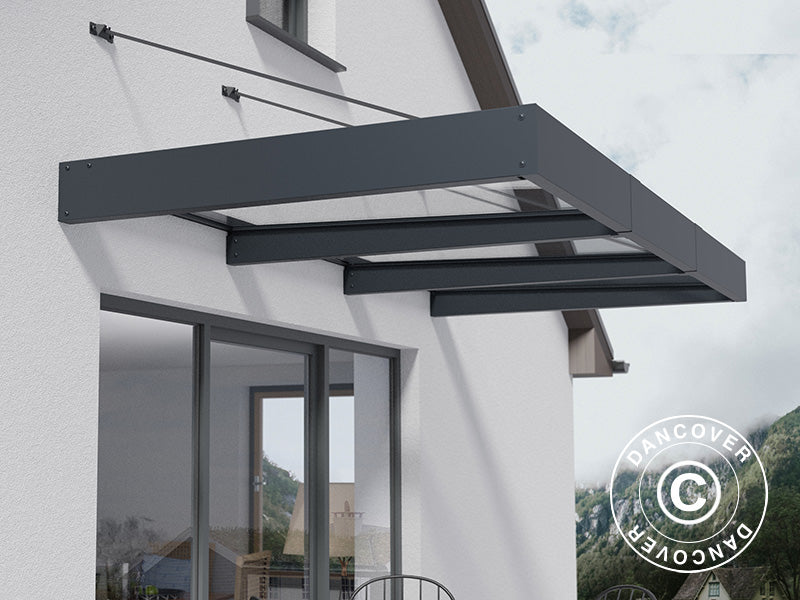 Zadaszenie drzwiowe Sophia XL 3000, Palram/Canopia, 1,40x2,86x0,17m, Ciemnoszary/Przezroczysty