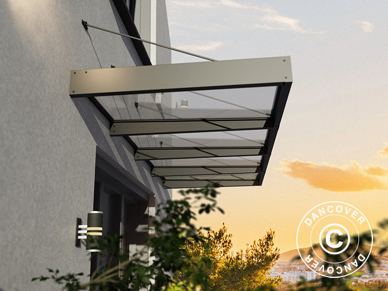 Zadaszenie drzwiowe Sophia XL 4000, Palram/Canopia, 1,40x3,79x0,17m, Ciemnoszary/Przezroczysty