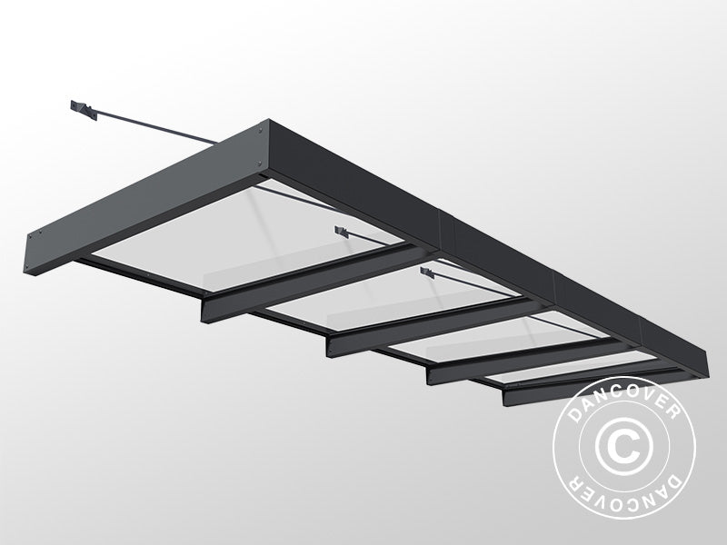 Zadaszenie drzwiowe Sophia XL 4000, Palram/Canopia, 1,40x3,79x0,17m, Ciemnoszary/Przezroczysty