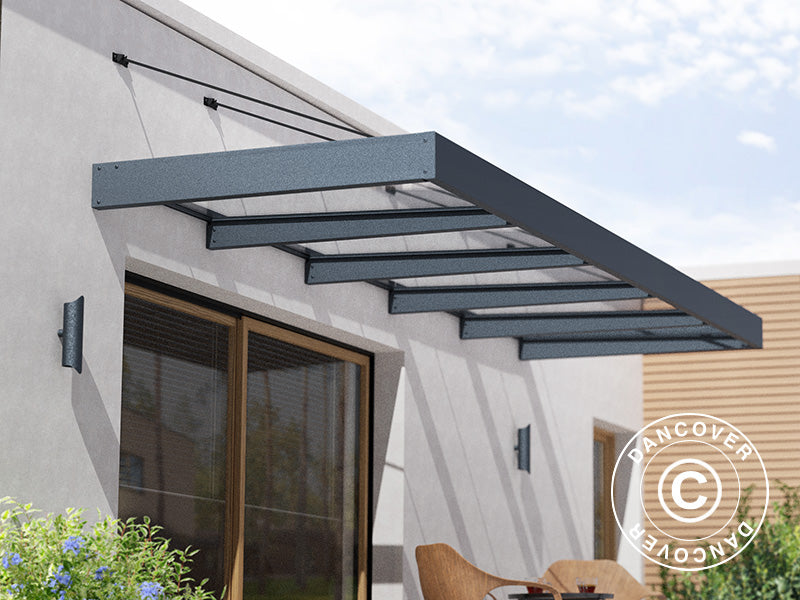 Zadaszenie drzwiowe Sophia XL 5000, Palram/Canopia, 1,40x4,71x0,17m, Ciemnoszary/Przezroczysty