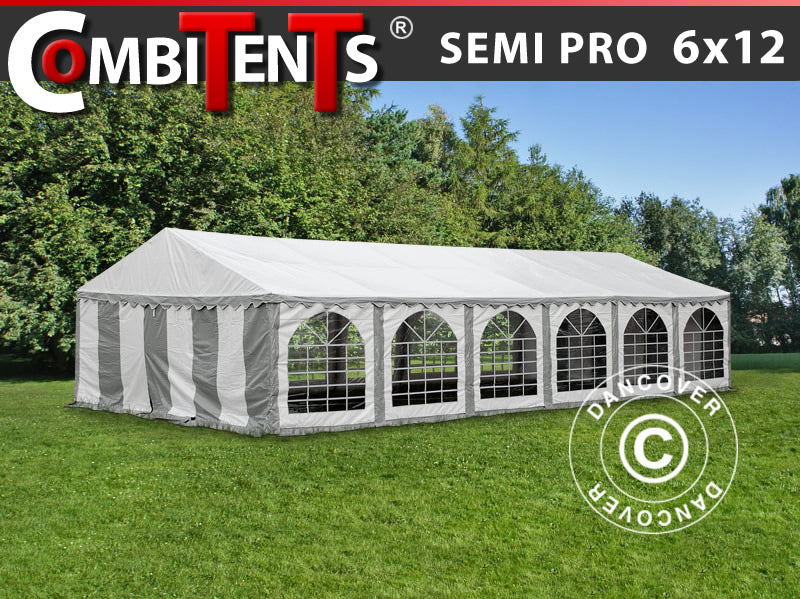 Namiot imprezowy SEMI PRO Plus CombiTents® 900 6x12m, 4 w 1, Szary/Biały